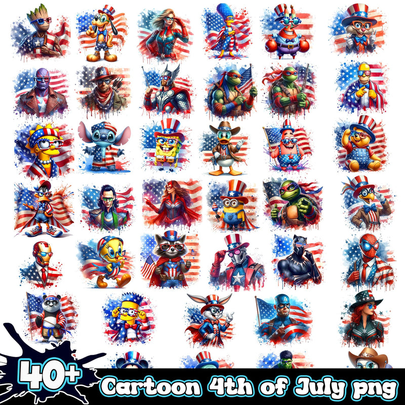 4th of July Cartoon Bundle 40+ PNG