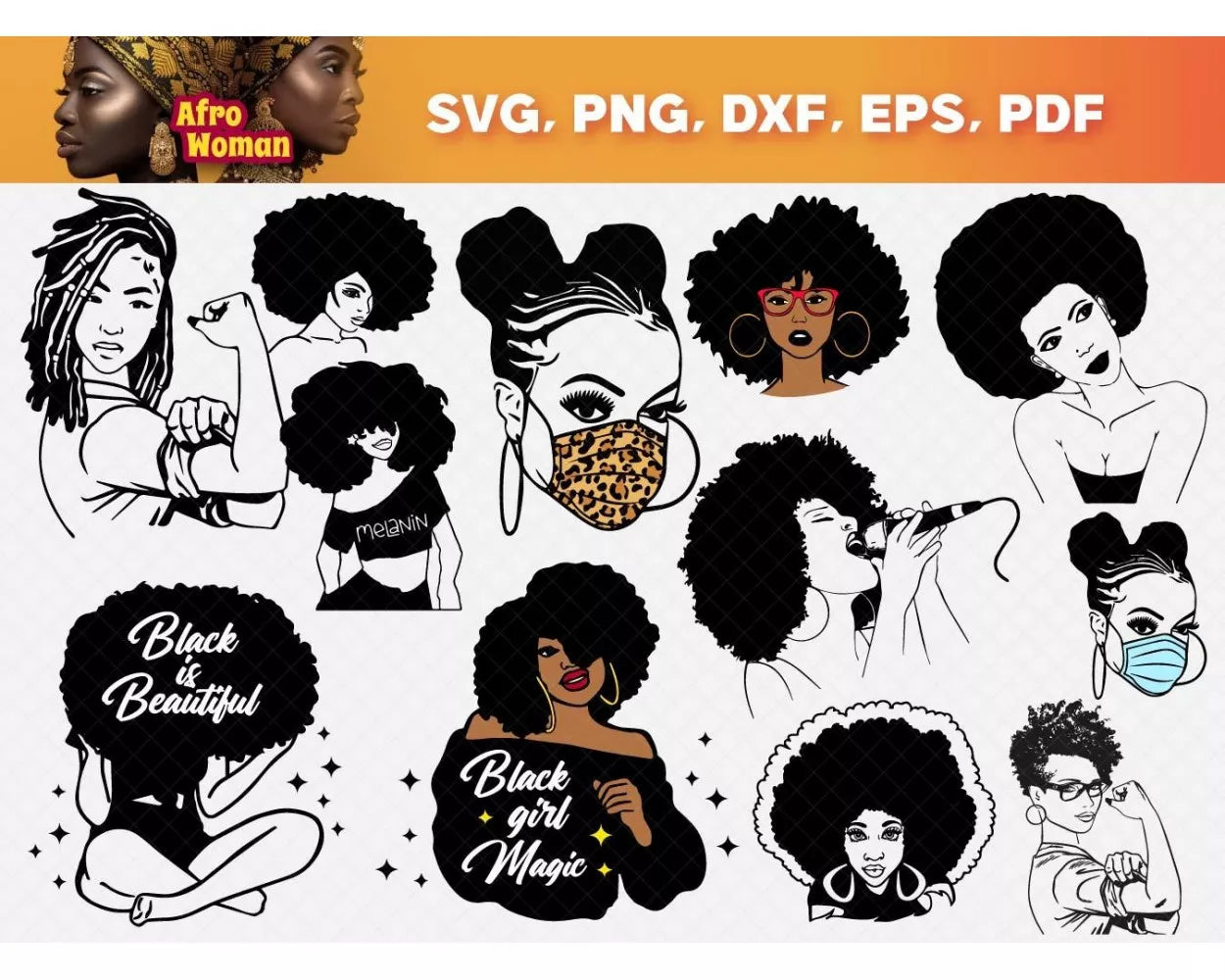 Afro Woman Svg Cut Files For Cricut & Silhouette