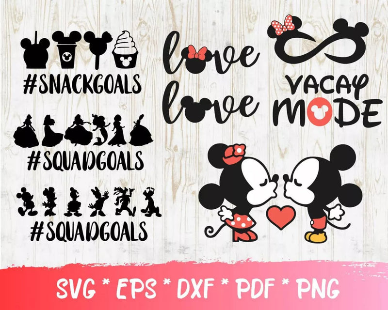 Minnie & Mickey Mouse SVG Bundle, Mickey Mouse SVG Cricut, Mickey Mouse PNG, Minnie Mouse Clipart