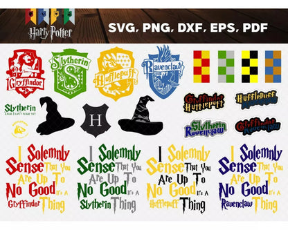 Hogwarts Houses Clipart Bundle, PNG & SVG Cut Files for Cricut / Silhouette