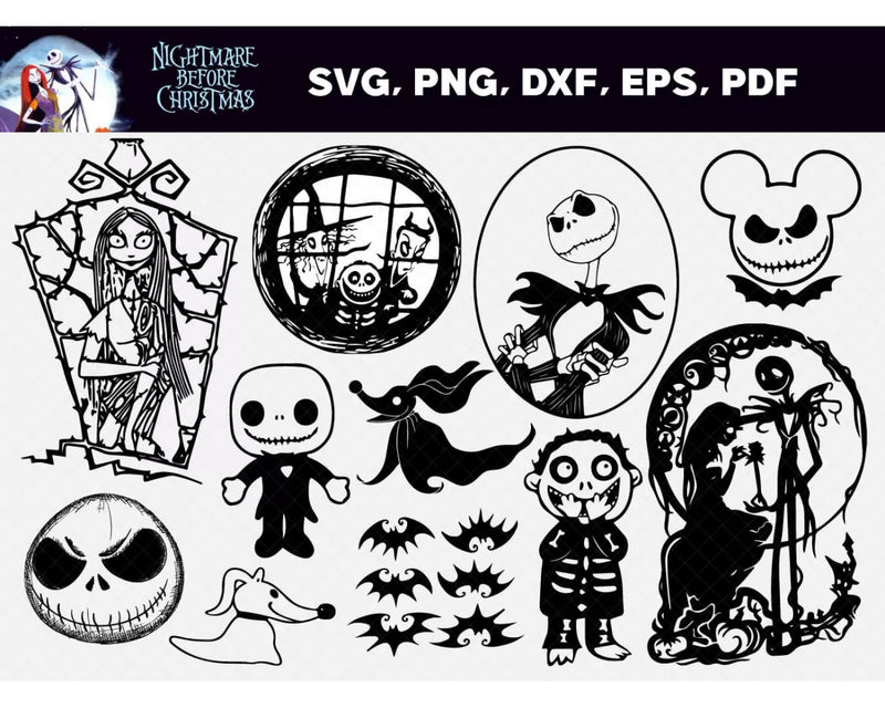 Jack Skellington SVG, Nightmare Before Christmas SVG Files For Cricut, Nightmare Before Christmas PNG Transparent