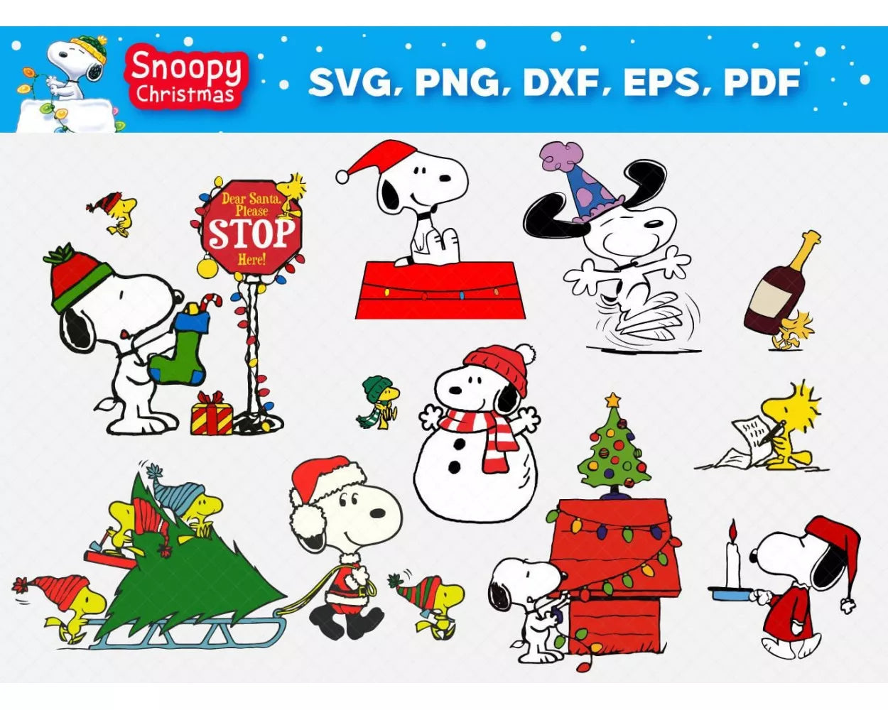 Snoopy Christmas Clipart Bundle, PNG & SVG Cut Files for Cricut & Silhouette