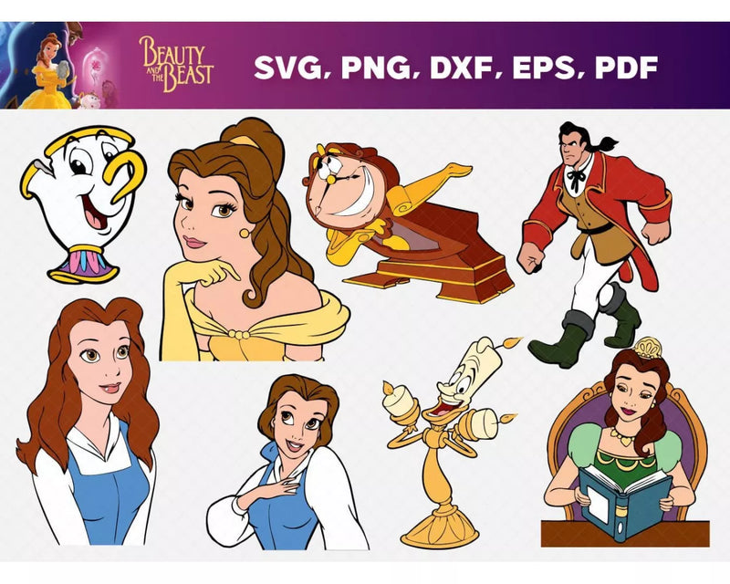 Beauty and the Beast Clipart Bundle, PNG & SVG Cut Files for Cricut & Silhouette