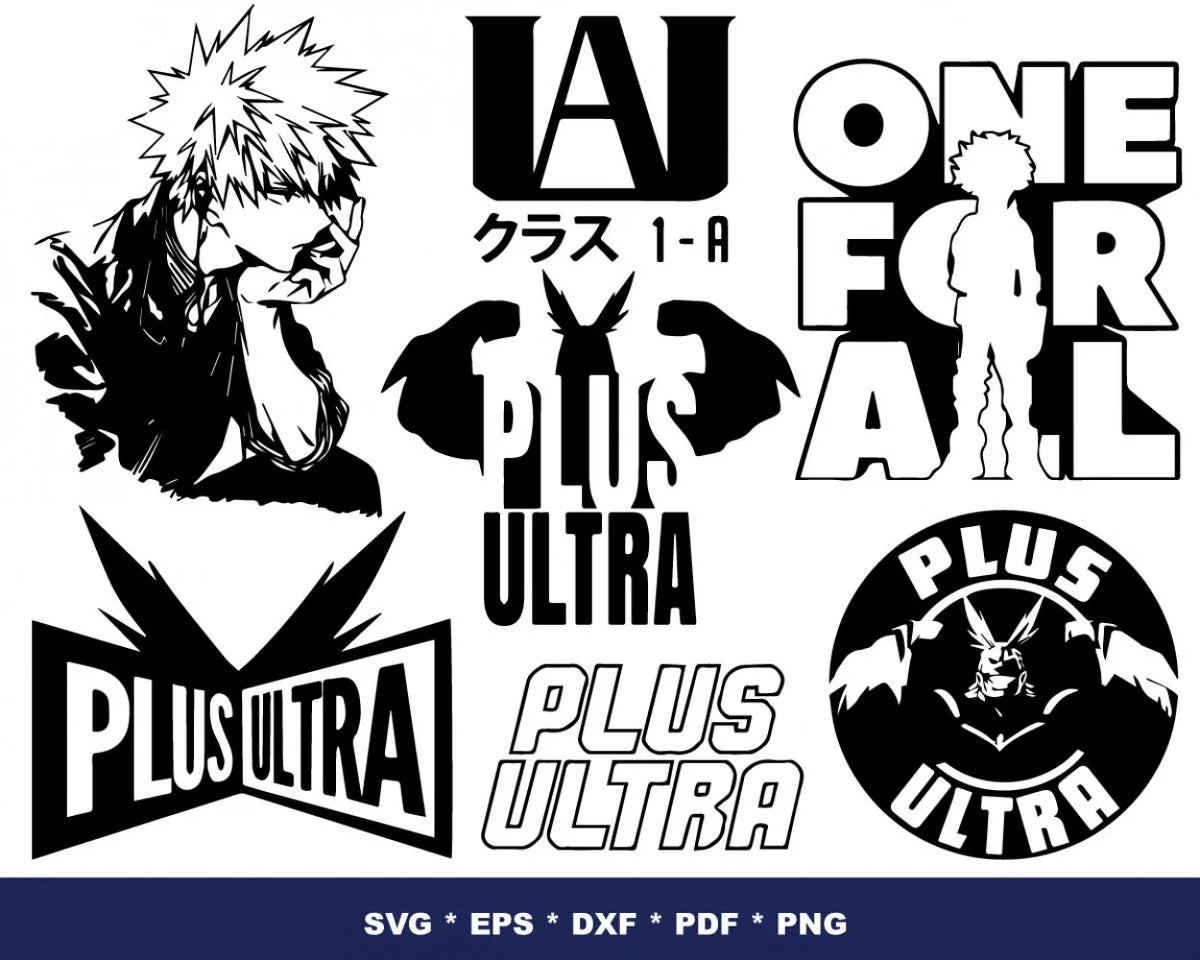 My Hero Academia Clipart Bundle, My Hero Academia SVG For Cricut, Hero Academia Silhouette Vector Cut Files