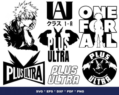 My Hero Academia Clipart Bundle, My Hero Academia SVG For Cricut, Hero Academia Silhouette Vector Cut Files