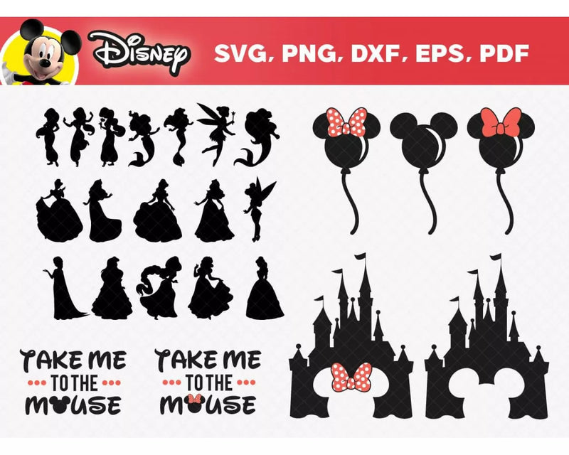 Disney Clipart Bundle, PNG & SVG Cut Files for Cricut / Silhouette