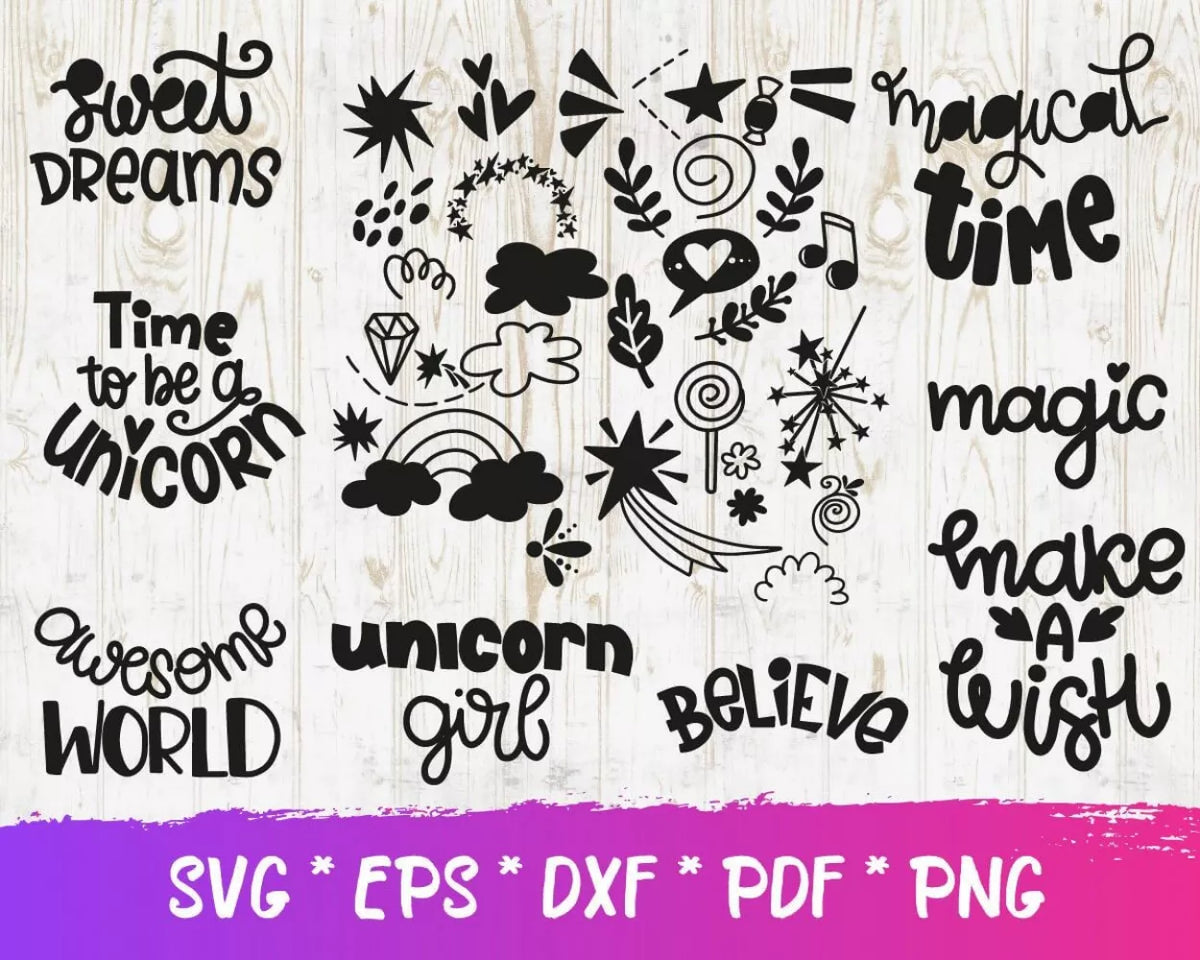 Unicorn Clipart Bundle, Unicorn SVG Cut Files for Cricut, Unicorn Silhouette Vector Cut Files