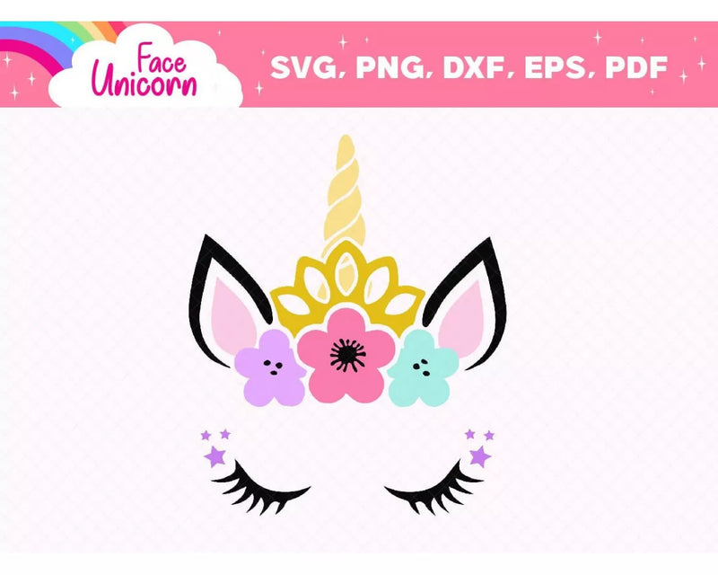 Unicorn Face Clipart Bundle, PNG & SVG Cut Files for Cricut & Silhouette