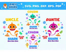 Baby Shark Family Clipart Bundle, PNG & SVG Cut Files for Cricut & Silhouette
