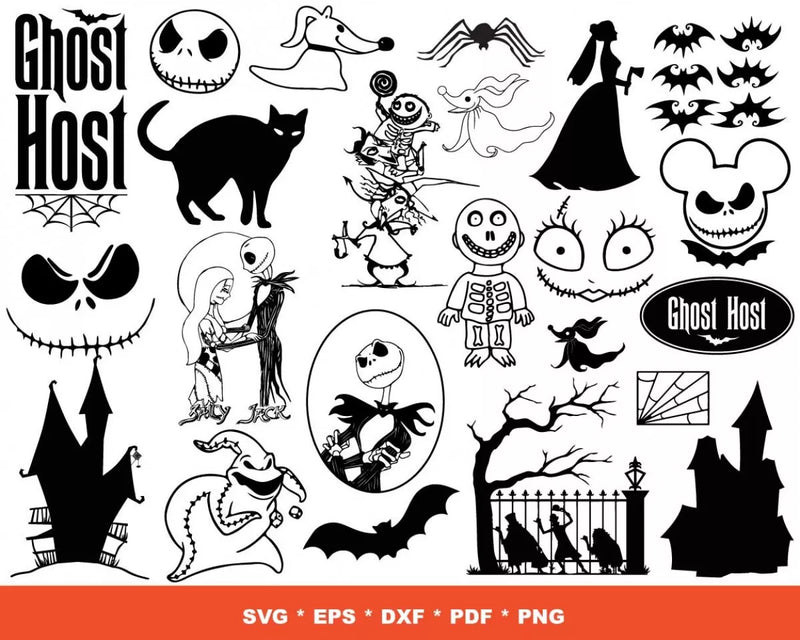 Nightmare Before Christmas SVG, Jack Skellington SVG For Cricut, Nightmare Before Christmas PNG Transparent