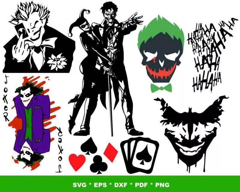 Joker Svg Bundle, Joker Svg For Cricut, Joker Clipart, Joker Cut Files, Silhouette Vector Cut File