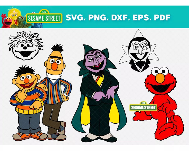 Sesame Street SVG, Sesame Street Characters Layered SVG, Sesame Street Cricut Files, Sesame Street PNG