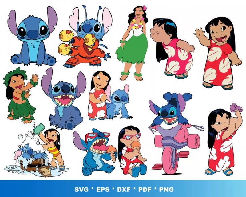 Lilo And Stitch SVG, Lilo & Stitch SVG For Cricut, Lilo & Stitch Clipart, Stitch Silhouette Vector Cut Files