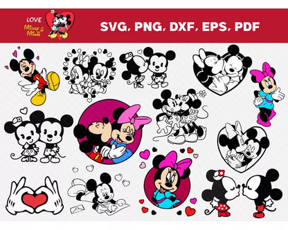 Mickey And Minnie Mouse SVG, Mickey Mouse Cricut Files, Minnie SVG Files For Cricut, Mickey PNG Transparent