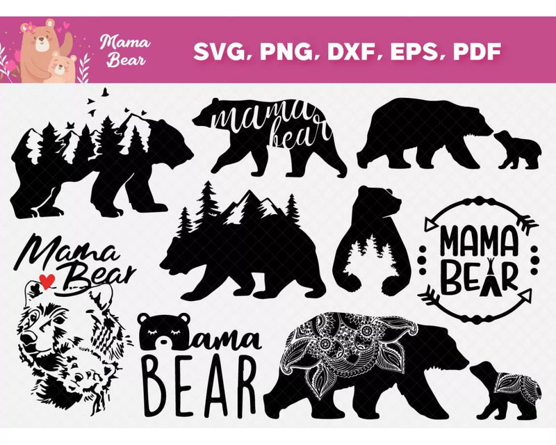 Mama Bear SVG Bundle 50+ Files For Cricut & Silhouette