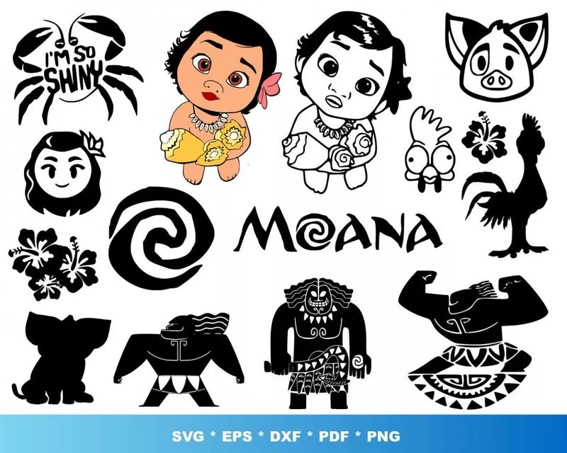 Moana Clipart Bundle, PNG & SVG Files for Cricut / Silhouette