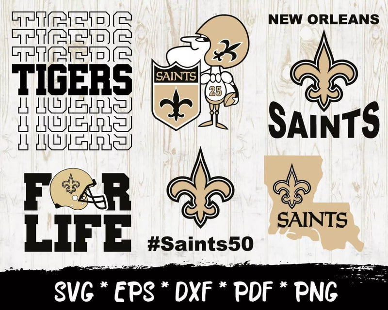 New Orleans Saints Clipart Bundle, PNG & SVG Cut Files for Cricut / Silhouette