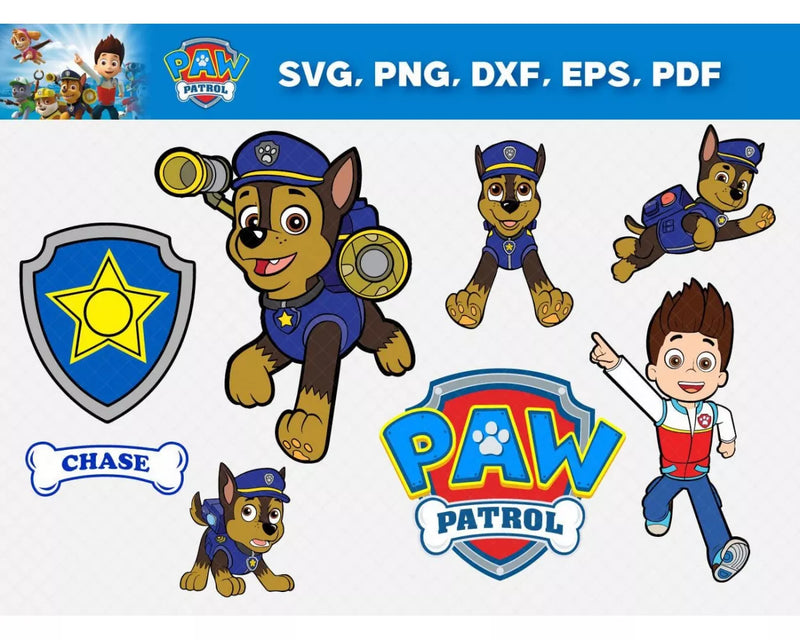 Skye Paw Patrol SVG, Chase Paw Patrol SVG, Marshall SVG For Cricut, Sesame Street Characters Clipart Bundle