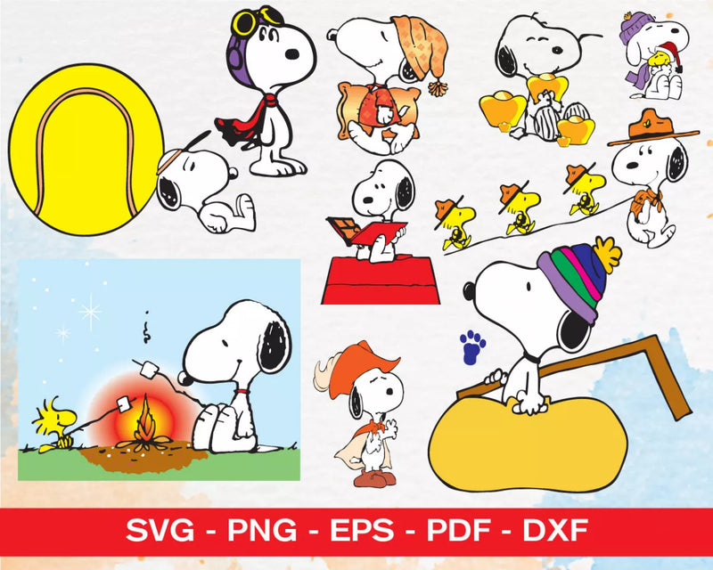 Snoopy and Woodstock Clipart Bundle, PNG & SVG Cut Files for Cricut & Silhouette