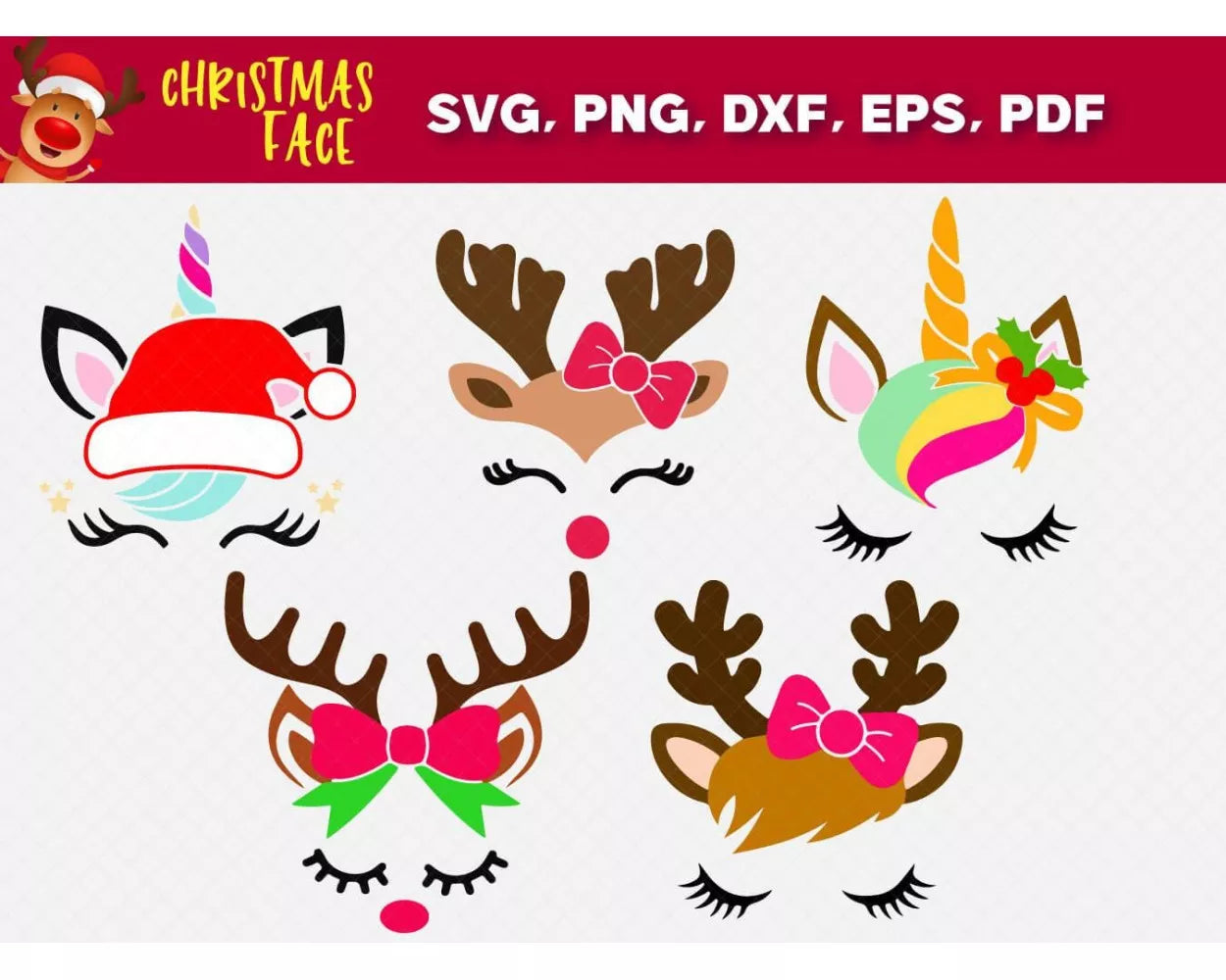 Christmas Face SVG Bundle 20+ Files For Cricut & Silhouette