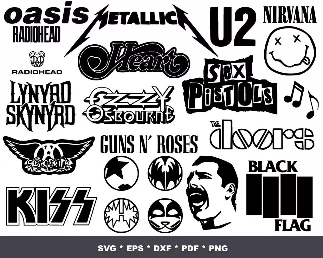 Rock Band Clipart Bundle, Rock Band PNG & SVG Cut Files for Cricut, Rock Band Silhouette Vector Cut Files