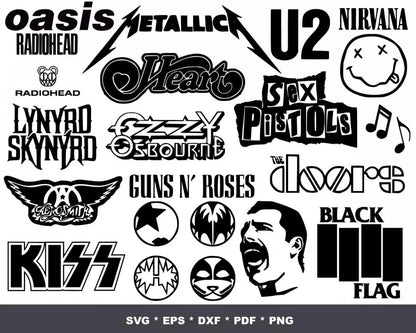Rock Band Clipart Bundle, Rock Band PNG & SVG Cut Files for Cricut, Rock Band Silhouette Vector Cut Files