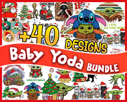Version 2 - 40+ Baby Yoda Christmas PNG, Baby Grogu, Christmas digital bundle, PNG formats, Digital files CRM29112203
