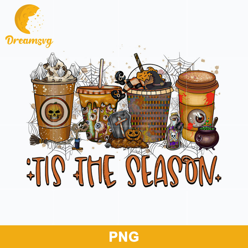 Fall Pumpkin Coffee Png, Tis The Season, Halloween Coffee Png Sublimation.