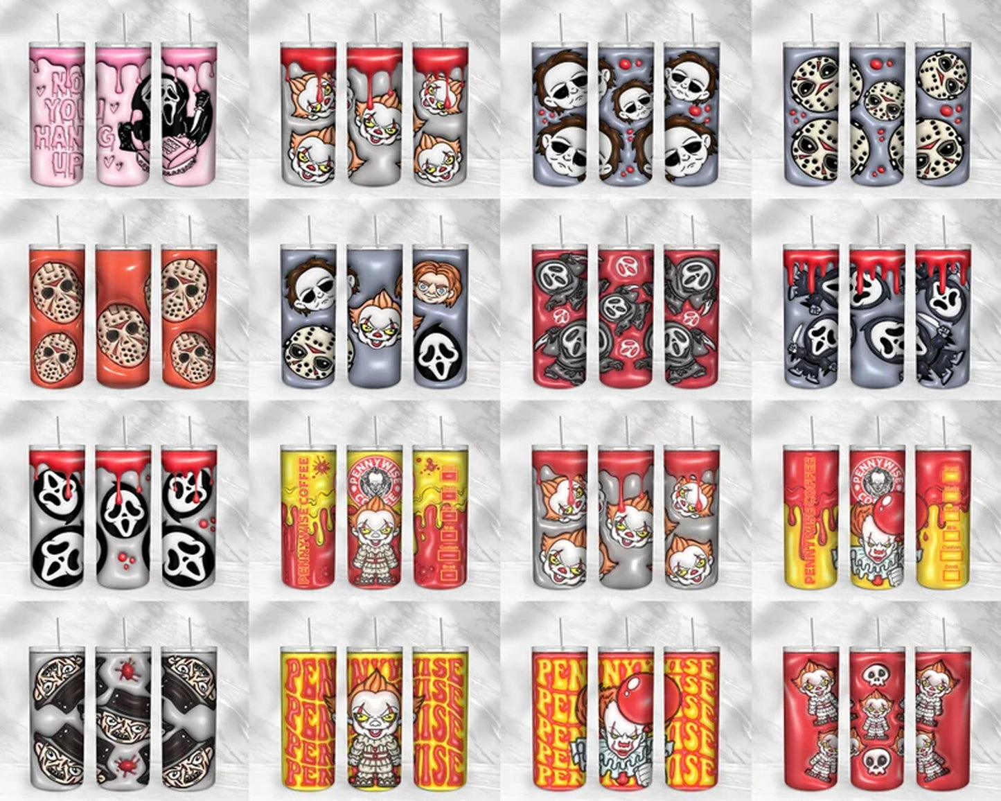 50+ Horror Characters Inflated for 20oz - Instant download