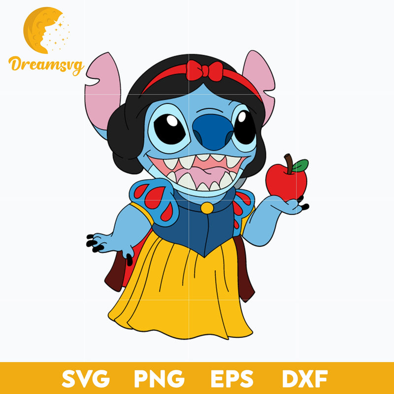 Stitch Snow White SVG, Princess Snow White SVG, Stitch Halloween SVG, PNG, DXF, EPS Digital File