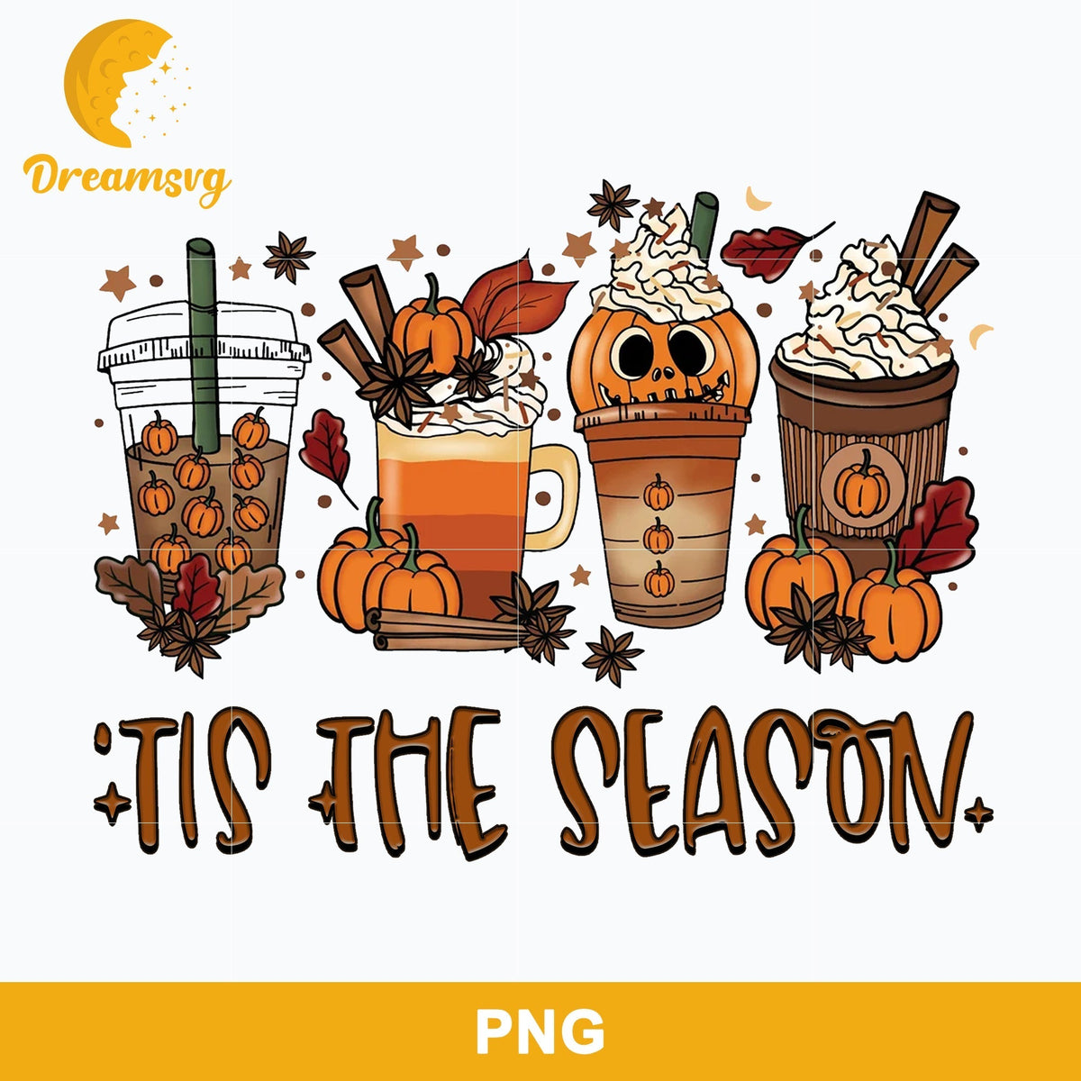 Fall Pumpkin Coffee Png, Tis The Season, Halloween Coffee Png Sublimation.