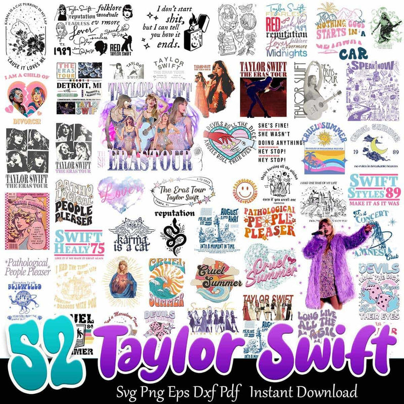 Taylor Swift Bundle Svg Png Eps Dxf Pdf 52+ Swiftie Music SVG Instant Download