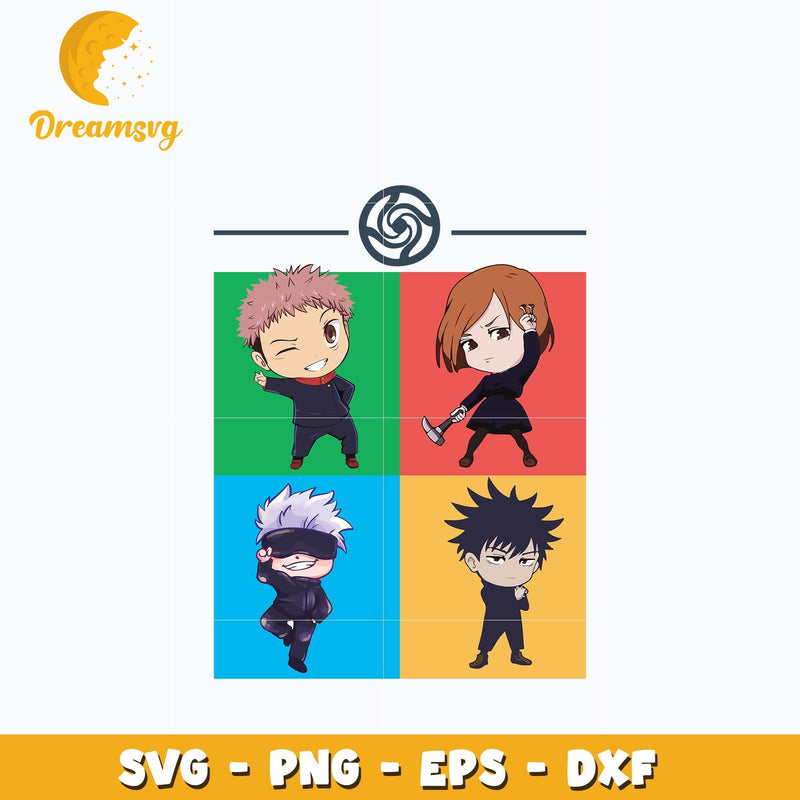 Jujutsu kaisen chibi svg, anime svg, Jujutsu kaisen svg