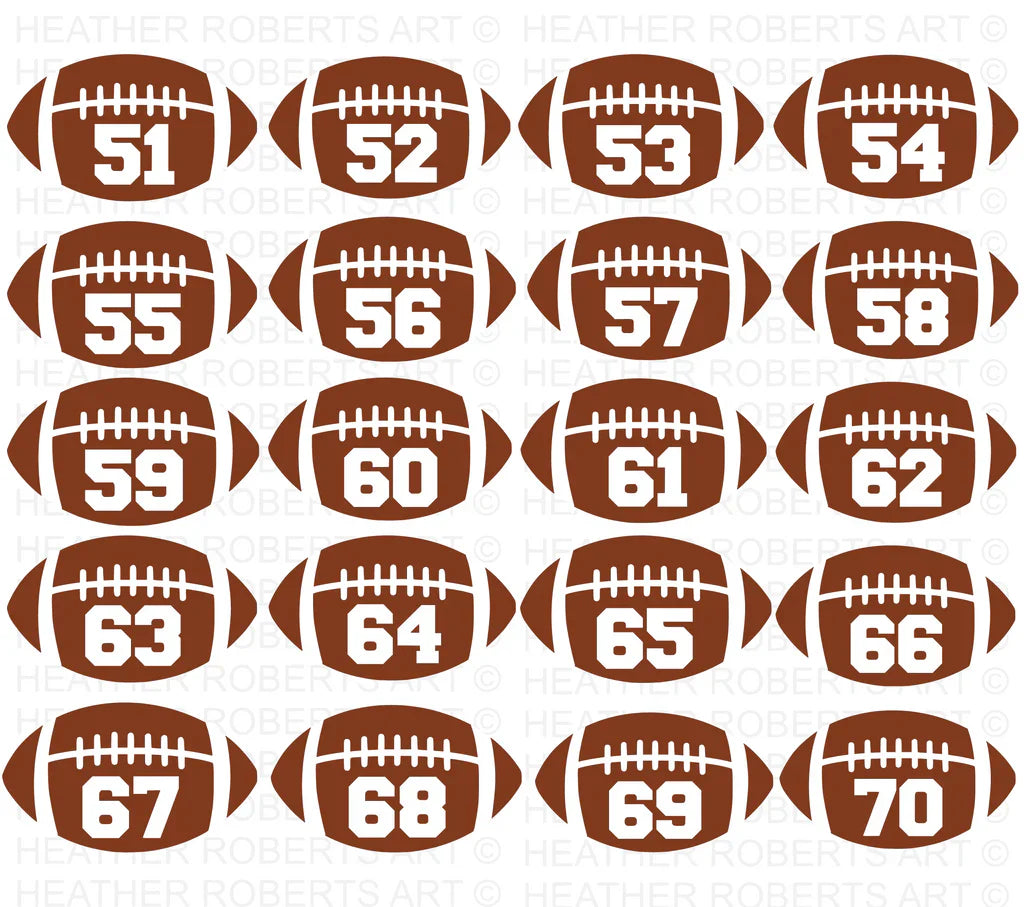 Football Numbers SVG Bundle, Cliparts for Cricut / Silhouette