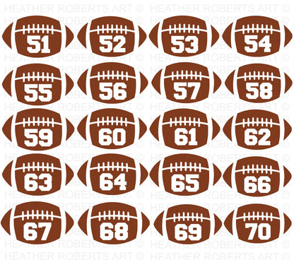 Football Numbers SVG Bundle, Cliparts for Cricut / Silhouette