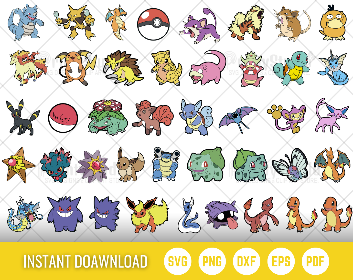 Pokemon SVG Bundle, Pokemon Birthday SVG, Pokemon Alphabet SVG, Clipart PNG Vector Files