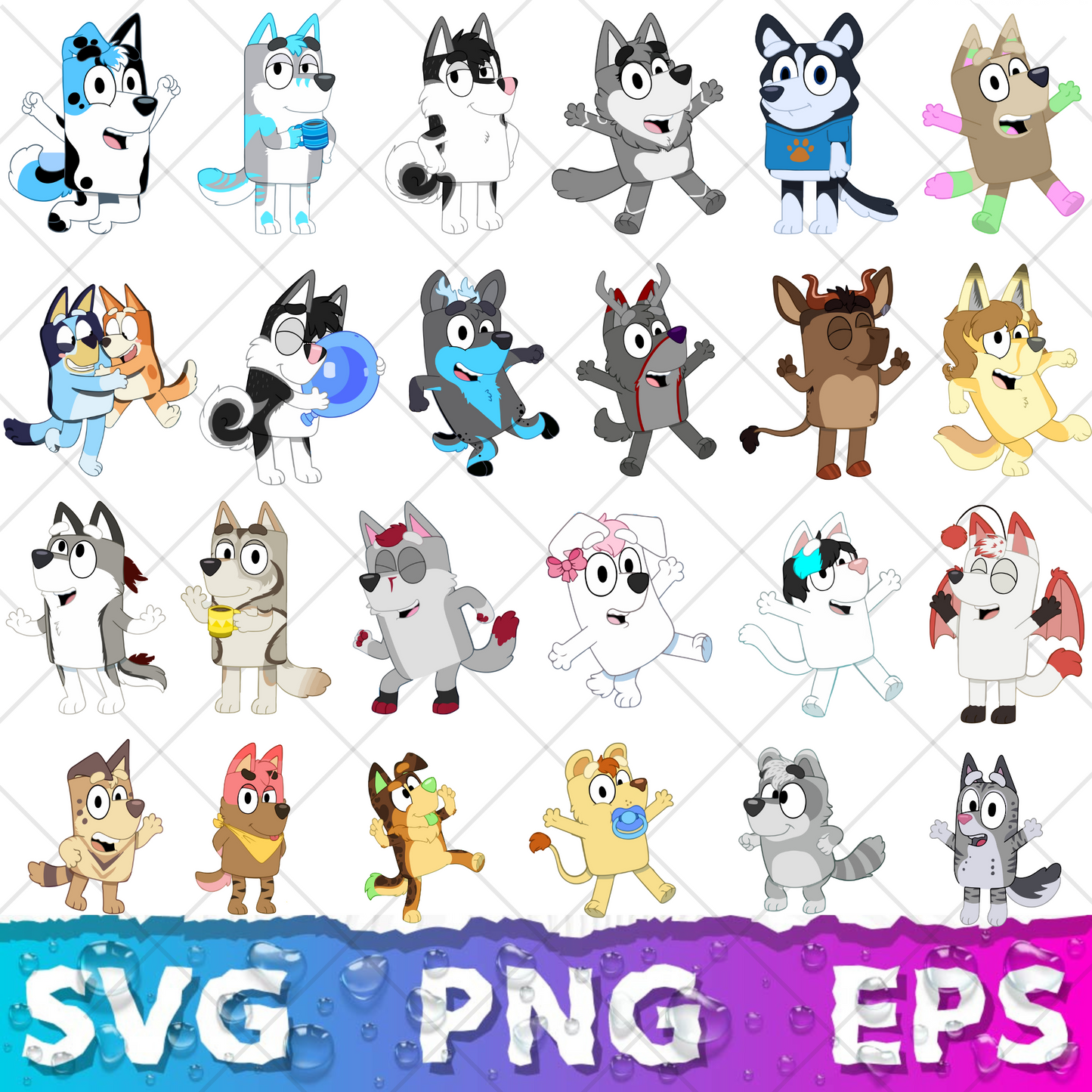 Bluey SVG & PNG Bundle - 850+ Bluey Family Clipart for Cricut & Silhouette, Sublimation, Stickers, Instant Download, Tshirt | Mug, Decals