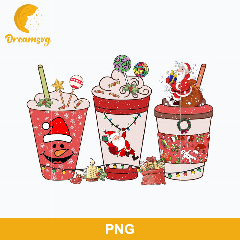 Santa Claus Christmas Coffee Png, Snowman Christmas Latte Png, Christmas Candy Png File