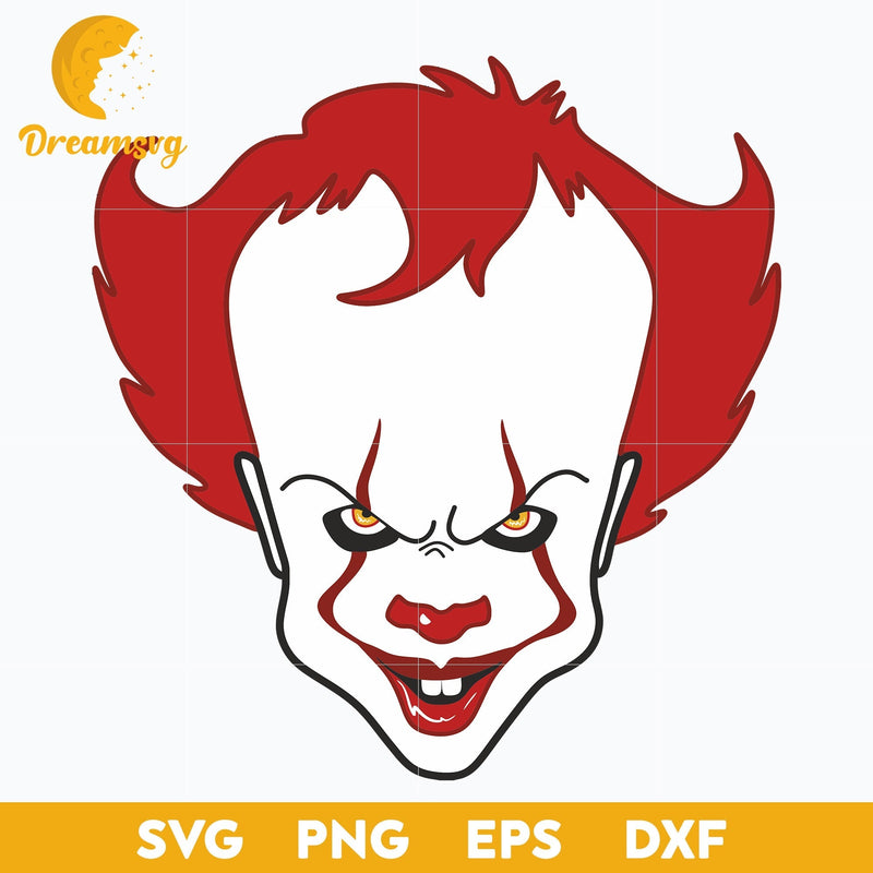 Pennywise Clown Pumpkin Stencil SVG, Scary Halloween SVG, Horror Characters svg, Halloween svg, png, dxf, eps digital file.