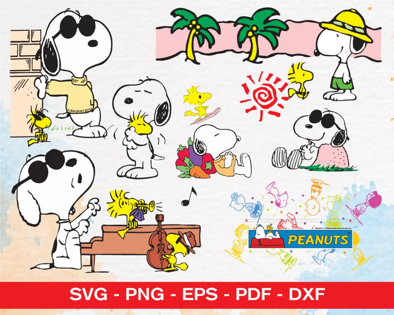 Snoopy Woodstock Clipart Bundle, Snoopy PNG & SVG Cut Files for Cricut, Silhouette Vector Cut Files