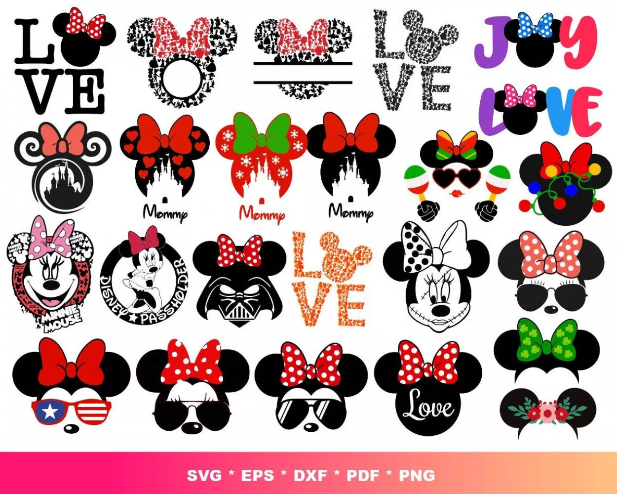 Princess Minnie Mouse SVG, Minnie Princess SVG, Minnie Clipart Set, Minnie Mouse Birthday Silhouette Vector Cut Files