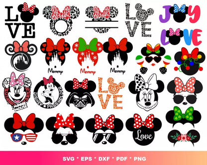 Princess Minnie Mouse SVG, Minnie Princess SVG, Minnie Clipart Set, Minnie Mouse Birthday Silhouette Vector Cut Files