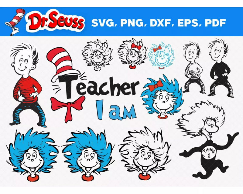 Dr. Seuss Clipart Bundle, PNG & SVG Cut Files for Cricut & Silhouette