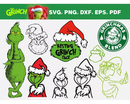 The Grinch 100+ Cliparts Bundle, Merry Grinchmas SVG Cut Files For Cricut / Silhouette, Grinch Christmas PNG