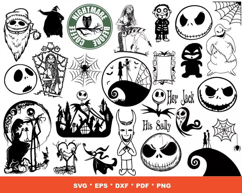 Nightmare Before Christmas SVG, Jack Skellington SVG For Cricut, Nightmare Before Christmas PNG Transparent