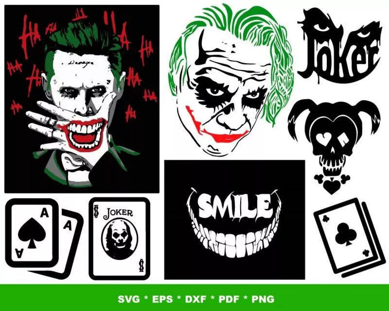 Joker Svg Bundle, Joker Svg For Cricut, Joker Clipart, Joker Cut Files, Silhouette Vector Cut File