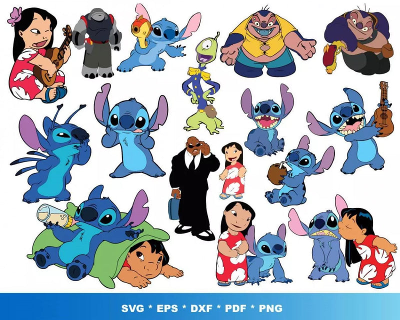 Lilo And Stitch SVG, Lilo & Stitch SVG For Cricut, Lilo & Stitch Clipart, Stitch Silhouette Vector Cut Files