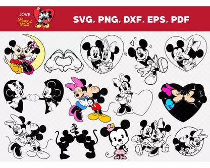 Mickey And Minnie Mouse SVG, Mickey Mouse Cricut Files, Minnie SVG Files For Cricut, Mickey PNG Transparent