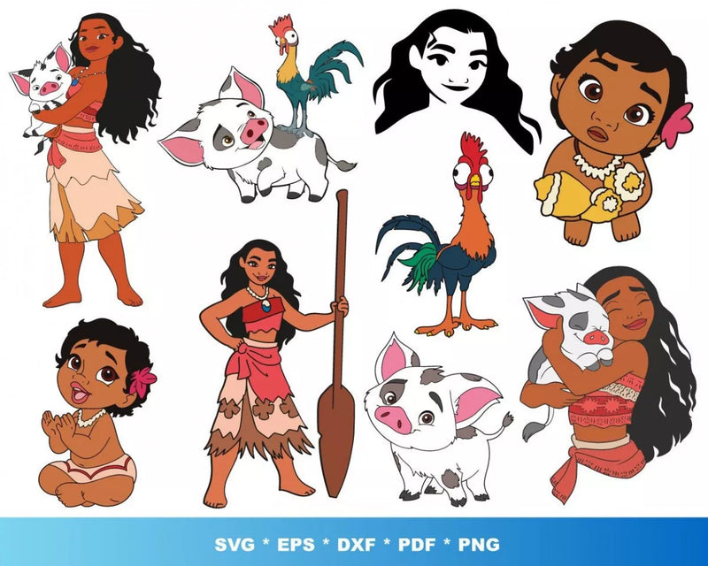 Moana Clipart Bundle, PNG & SVG Files for Cricut / Silhouette