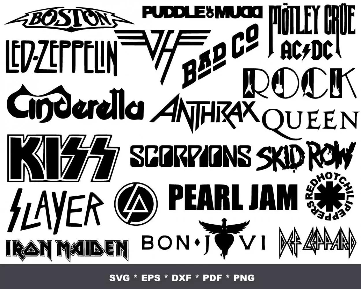 Rock Band Clipart Bundle, Rock Band PNG & SVG Cut Files for Cricut, Rock Band Silhouette Vector Cut Files